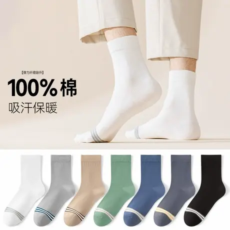 雅鹿袜子男士纯棉短袜2025新款夏抑菌防臭吸汗透气夏季薄款中筒袜商品大图