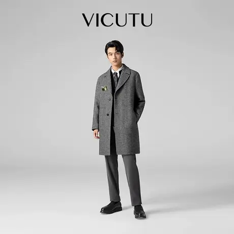 【魔法师】VICUTU威可多羊毛大衣男冬季高级百搭长款商务外套图片