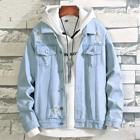 牛仔外套男春秋韩版潮流宽松上衣服2023新款春季男士夹克春装褂子商品大图