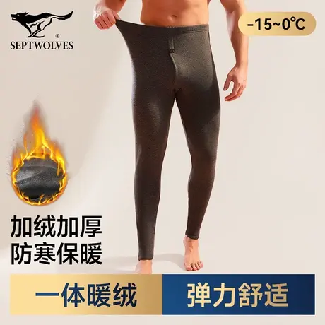 七匹狼男士保暖裤中老年秋冬季防寒打底裤男款加绒加厚秋裤衬衣裤商品大图