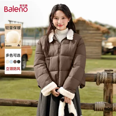 班尼路棉服秋冬季2025新款女士撞色保暖棉袄设计感韩系短款外套Q图片
