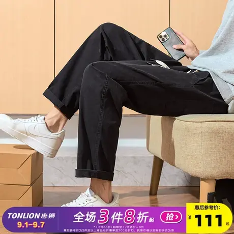 唐狮2025春夏季新款休闲裤宽松男梭织后袋小标宽松休闲直筒工装裤商品大图
