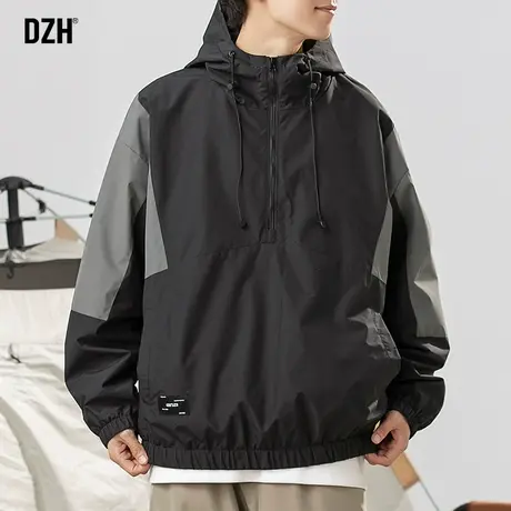 男士美式机能风外套男款春秋季冲锋衣男户外连帽工装夹克2023新款商品大图