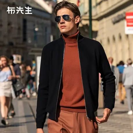 MrBu布先生拉链领羊毛衫开衫男2023秋冬新款长袖外套BT12300商品大图