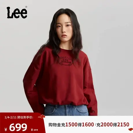 Lee商场同款26舒适版圆领植绒Logo马年新春限定女款宽松廓形卫衣商品大图