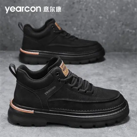 意尔康马丁靴男鞋秋冬季2025新款黑色高级感英伦美式工装靴男短靴商品大图