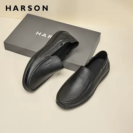 哈森秋季男鞋一脚蹬懒人鞋真皮软底乐福鞋男士商务休闲皮鞋爸爸鞋商品大图