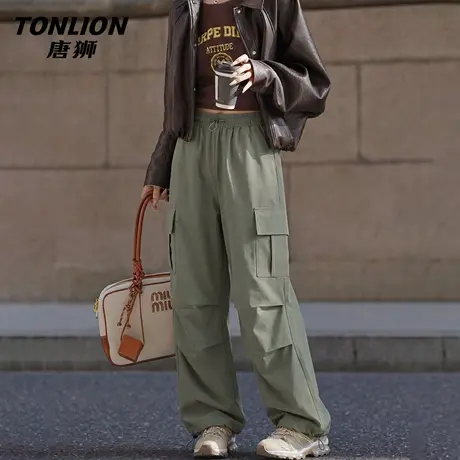 唐狮官方三防工装裤女2026新款春夏直筒阔腿裤显瘦伞兵裤休闲裤VC商品大图