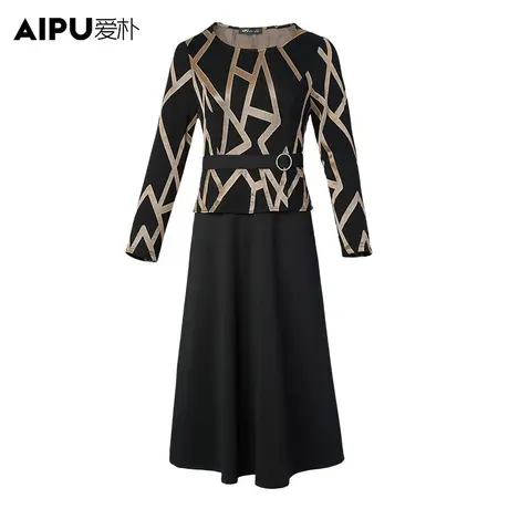 爱朴【直播专享】时髦大码女装气质胖mm显瘦高端连衣裙商品大图