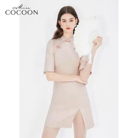 missCOCOON【凤羽雀翎系列】24春新款新中式流苏小香风珠片连衣裙图片