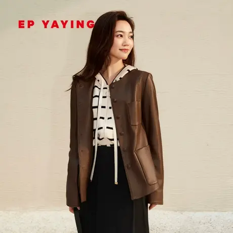 EP雅莹女装 复古哑光小香风绵羊皮革皮衣外套 秋冬商场同款P101A图片