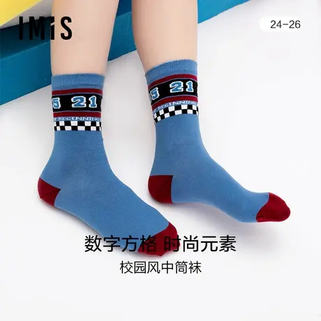 爱美丽IMIS商场短袜女透气棉纺校园风格纹撞色百搭中筒袜IM94BDY1商品大图