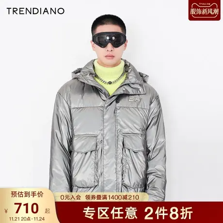 TRENDIANO潮牌官方秋冬男装时尚潮流百搭金属感RDS羽绒服连帽外套商品大图