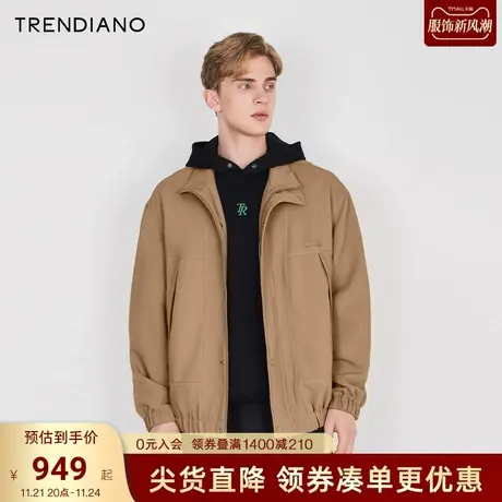 TRENDIANO官方2023新款春季男士翻领外套开衫设计感商品大图