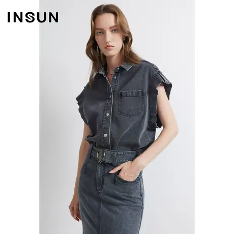 INSUN恩裳夏季棉质马甲式百搭衬衫图片