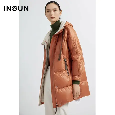 INSUN恩裳线上专选冬季防绒蓬松茧型鹅绒羽绒服商品大图