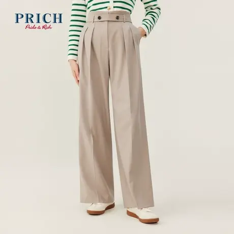 PRICH裤子新品秋冬新款高腰百搭设计感拖地裤宽松阔腿裤女图片