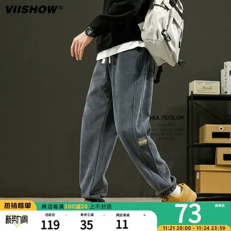 VIISHOW字母贴标美式休闲长裤子潮牌宽松束脚裤秋款ins运动卫裤男商品大图