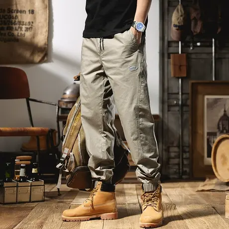 夏季2022新款工装裤男束脚潮牌宽松休闲裤子男士潮流百搭户外长裤商品大图