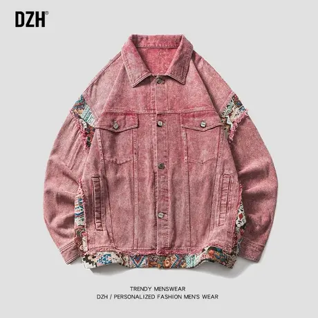 男士民族风牛仔外套男设计感小众拼接上衣2023新款工装夹克春秋款商品大图