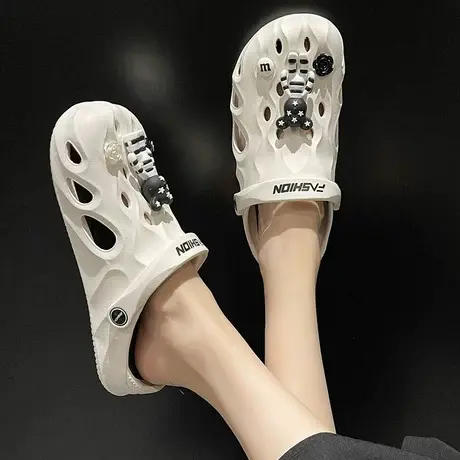 洞洞鞋女夏季新款ins潮时尚外穿可爱卡通包头防滑厚底沙滩凉拖鞋商品大图