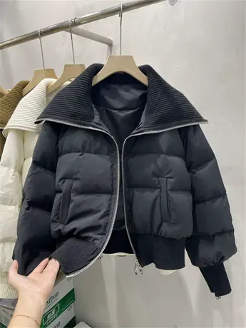 短款羽绒服女2023年冬季新款加厚保暖海军领黑色白鸭绒小个子外套图片