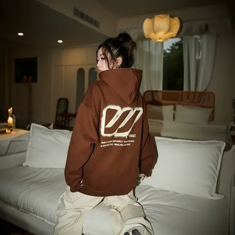 YEP潮牌美拉德穿搭连帽卫衣女2024新款春装情侣上衣宽松复古外套商品大图