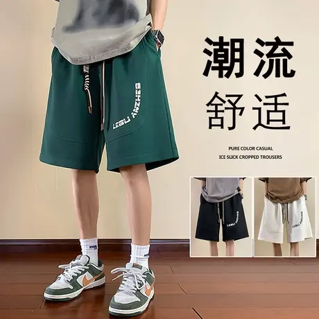 夏季薄款休闲短裤男潮牌ins复古抽绳居家五分宽松大裤衩运动裤子5商品大图