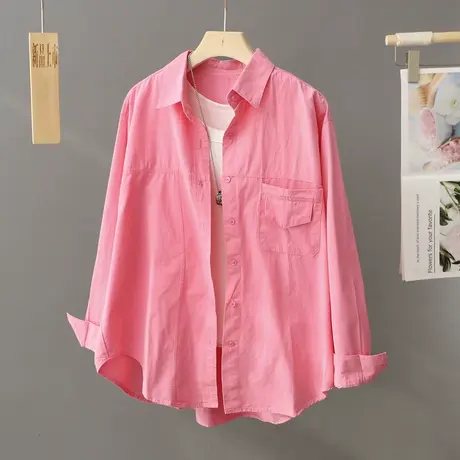 2024春装新款高级感法式上衣内搭设计感小众玫红色衬衫女外套衬衣图片