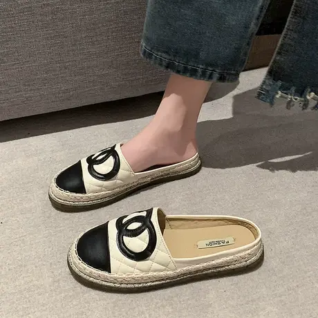 平底包头半拖女外穿2024年春秋季新款复古时尚休闲鞋小众轻便拖鞋商品大图