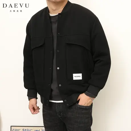 DAEVU冬款日系针织大号潮胖加肥加大码男士棒球领短款薄棉衣夹克图片
