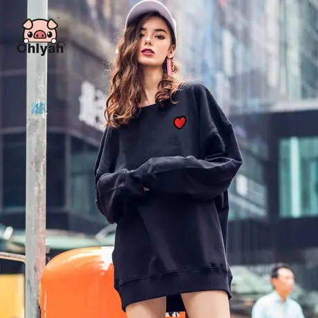 Ohlyah2023新款港风网红宽松卫衣女潮牌秋韩版胖MM下半身失踪上衣商品大图