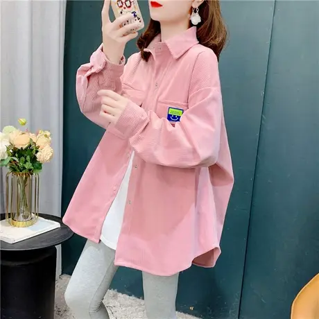灯芯绒衬衫女2023年春装新款韩版洋气百搭宽松设计感衬衣外套上衣商品大图