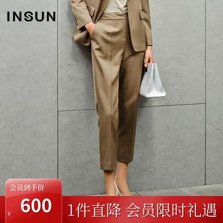 恩裳2023秋季新款简约立体裤中缝休闲裤经典通勤西服裤女图片