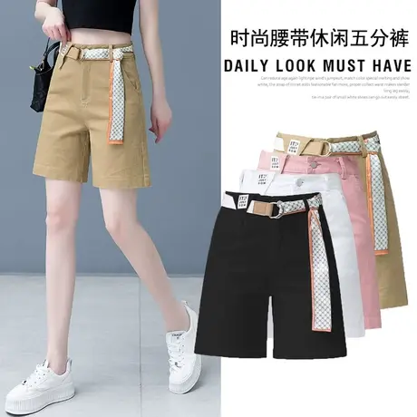 休闲牛仔五分裤女2023年秋季新款高腰宽松短裤薄款工装阔腿中裤子商品大图