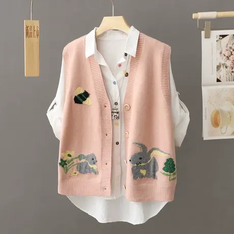 针织毛衣女士马甲开衫外穿早春秋季2023年新爆款女装宽松背心外搭图片