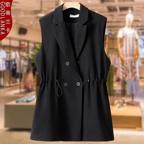 加大码中年胖妈妈春装马夹女宽松显瘦收腰洋气中长款西装马甲外套商品大图