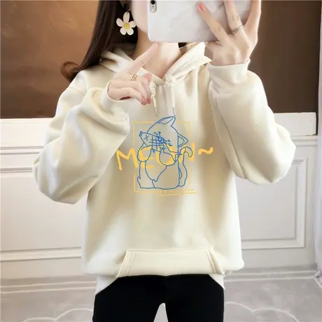 卫衣女小个子秋冬季加绒加厚新款2023年宽松韩版连帽外套薄款春秋商品大图