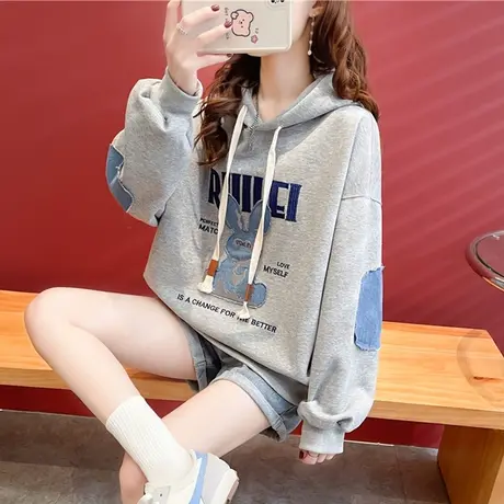 卫衣女春秋季韩版宽松bf慵懒风设计感小众小个子百搭早春薄款外套图片