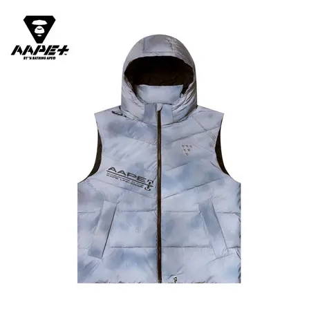 AAPE+运动男装秋冬扎染渐变印花连帽背心马甲外套7571XAJ商品大图