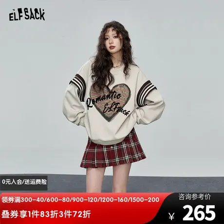 妖精的口袋拼接假两件针织卫衣女2024早春新款小个子设计感上衣商品大图