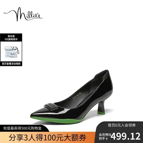 millie's妙丽2023秋新款时尚撞色小心机细高跟女单鞋SIE11AQ3商品大图