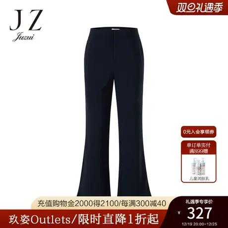 JZ玖姿官方奥莱年春女装新款黑色时尚微喇休闲裤商品大图
