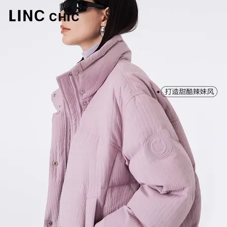 LINCCHIC金羽杰羽绒服女2023秋冬新品都市时髦轻奢加厚短款面包服商品大图