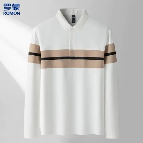 罗蒙经典polo衫男长袖百搭撞色条长袖t恤男士polo衫图片