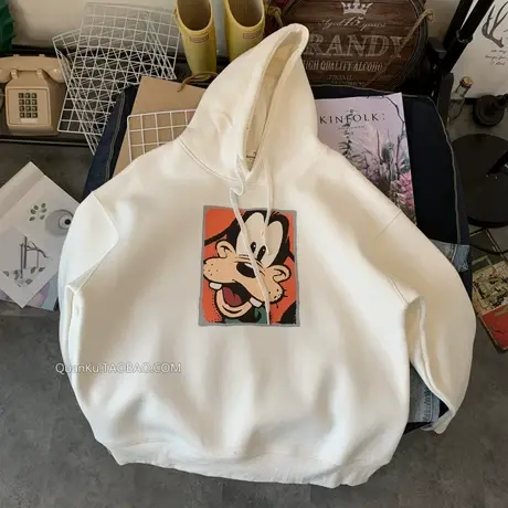 卫衣女加绒加厚2020秋冬新款韩版ins潮卡通印花减龄宽松连帽外套商品大图