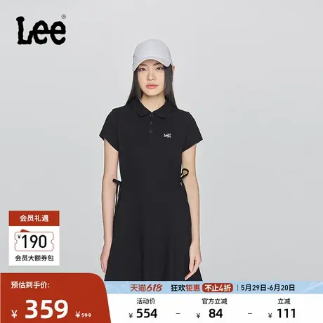 Lee25春夏新品修身版翻领黑色女短袖polo连衣裙休闲LWT009861205图片