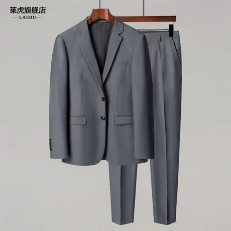 秋季新款灰色西服套装男韩版潮流西装男士商务职业正装礼服外套男图片