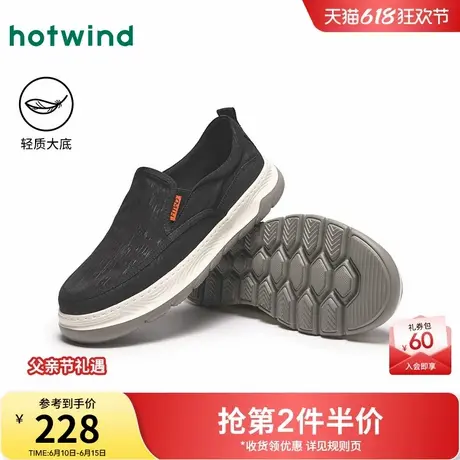 热风男鞋2025年春季新款男士时尚休闲鞋百搭布鞋纯色套脚乐福鞋子商品大图