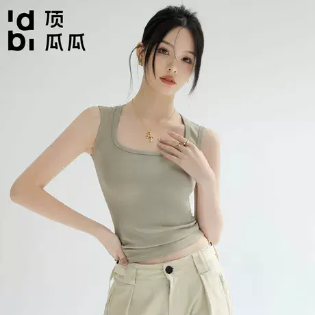 顶瓜瓜夏季纯棉小背心吊带女士内衣外穿内搭宽肩打底上衣T恤纯色商品大图